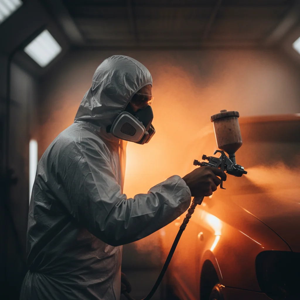 Lackierer bei der Arbeit