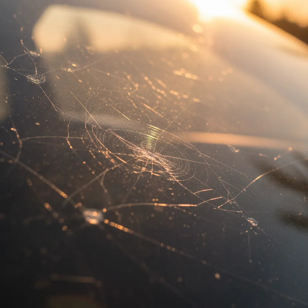 Morgensonne zeigt jeden Kratzer auf der Scheibe